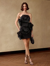 MOTF PREMIUM SOLID BIG STEREO FLOWER DETAIL PARTY TUBE DRESS